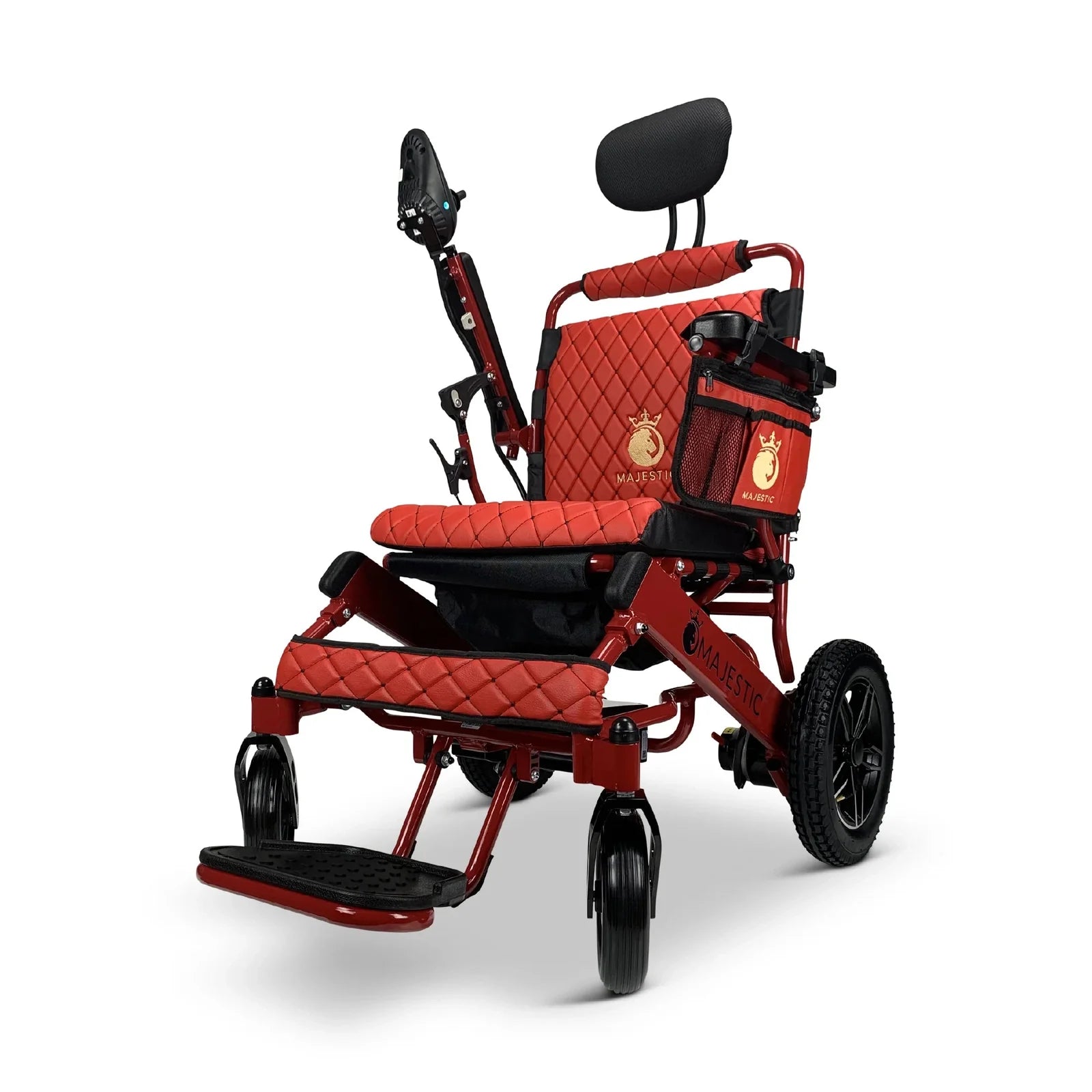 ComfyGO Majestic IQ-8000 Remote Controlled Lightweight Folding Electric Wheelchair Power Wheelchairs ComfyGO Red Red 10 Miles & 20" Seat Width