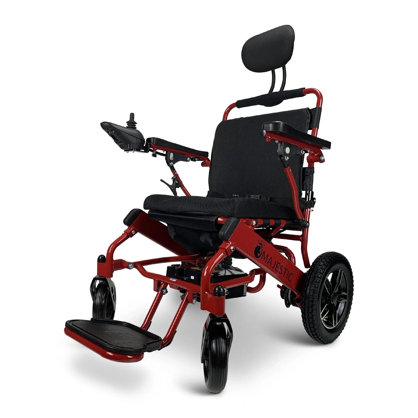 ComfyGO Majestic IQ-8000 Remote Controlled Lightweight Folding Electric Wheelchair Power Wheelchairs ComfyGO Red Standard 10 Miles & 17.5" Seat Width