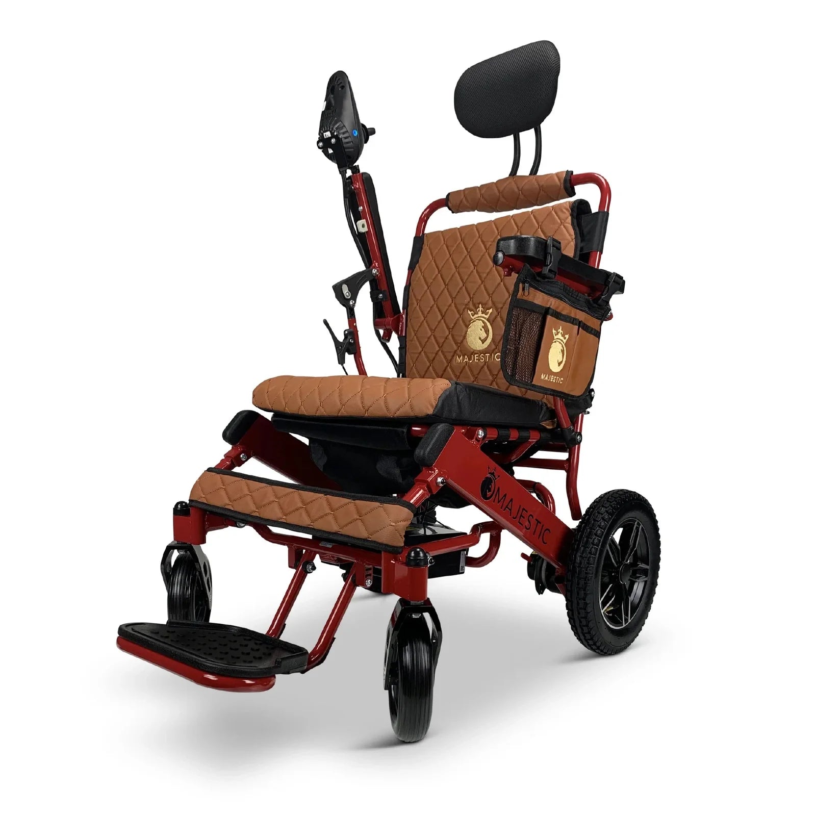 ComfyGO Majestic IQ-8000 Remote Controlled Lightweight Folding Electric Wheelchair Power Wheelchairs ComfyGO Red Taba 10 Miles & 17.5" Seat Width