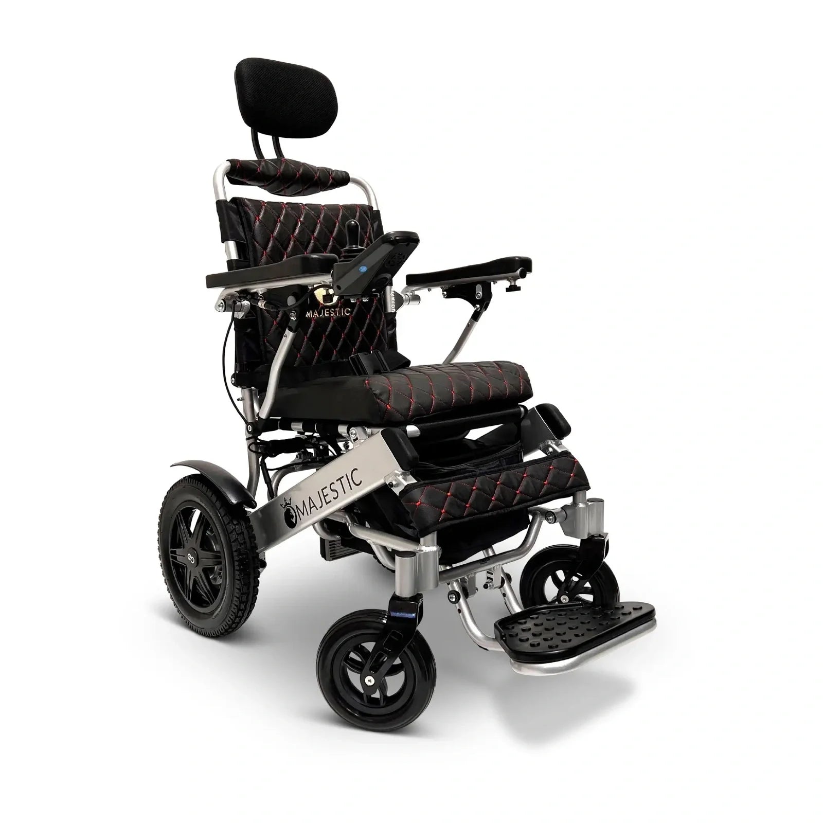 ComfyGO Majestic IQ-9000 Long Range Remote Controlled Folding Reclining Electric Wheelchair Power Wheelchairs ComfyGO Silver Black Auto Reclining