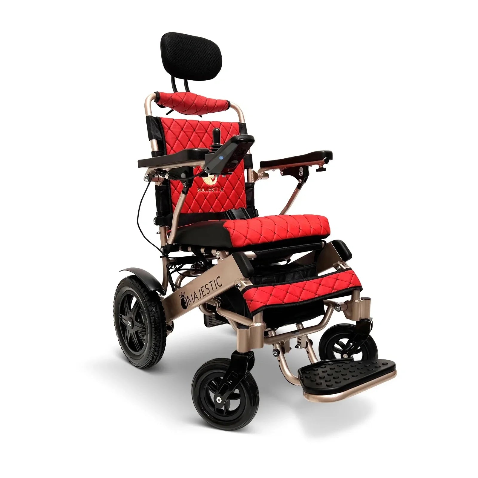 ComfyGO Majestic IQ-9000 Long Range Remote Controlled Folding Reclining Electric Wheelchair Power Wheelchairs ComfyGO Bronze Red Auto Reclining