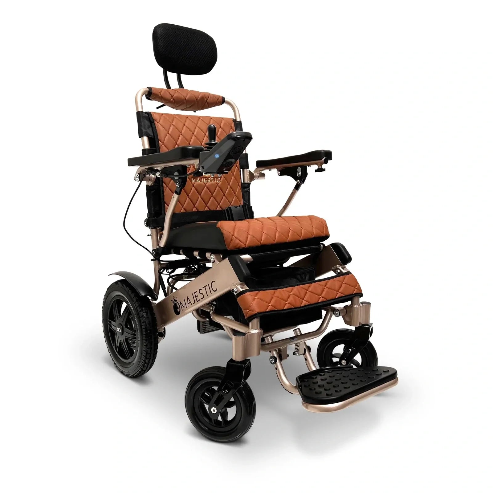 ComfyGO Majestic IQ-9000 Long Range Remote Controlled Folding Reclining Electric Wheelchair Power Wheelchairs ComfyGO Bronze Taba Auto Reclining