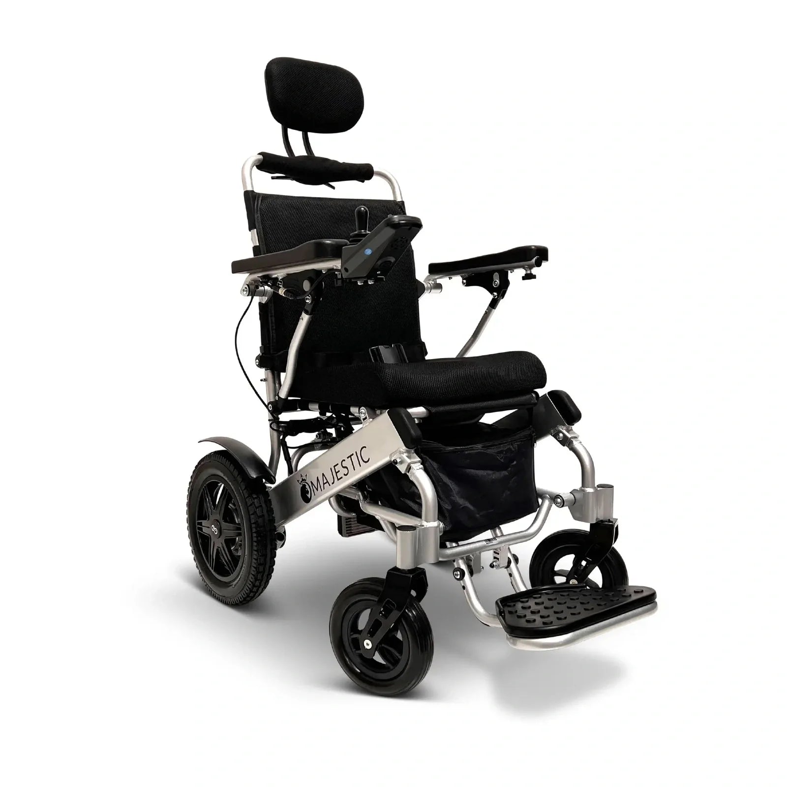 ComfyGO Majestic IQ-9000 Long Range Remote Controlled Folding Reclining Electric Wheelchair Power Wheelchairs ComfyGO Silver Standard Auto Reclining
