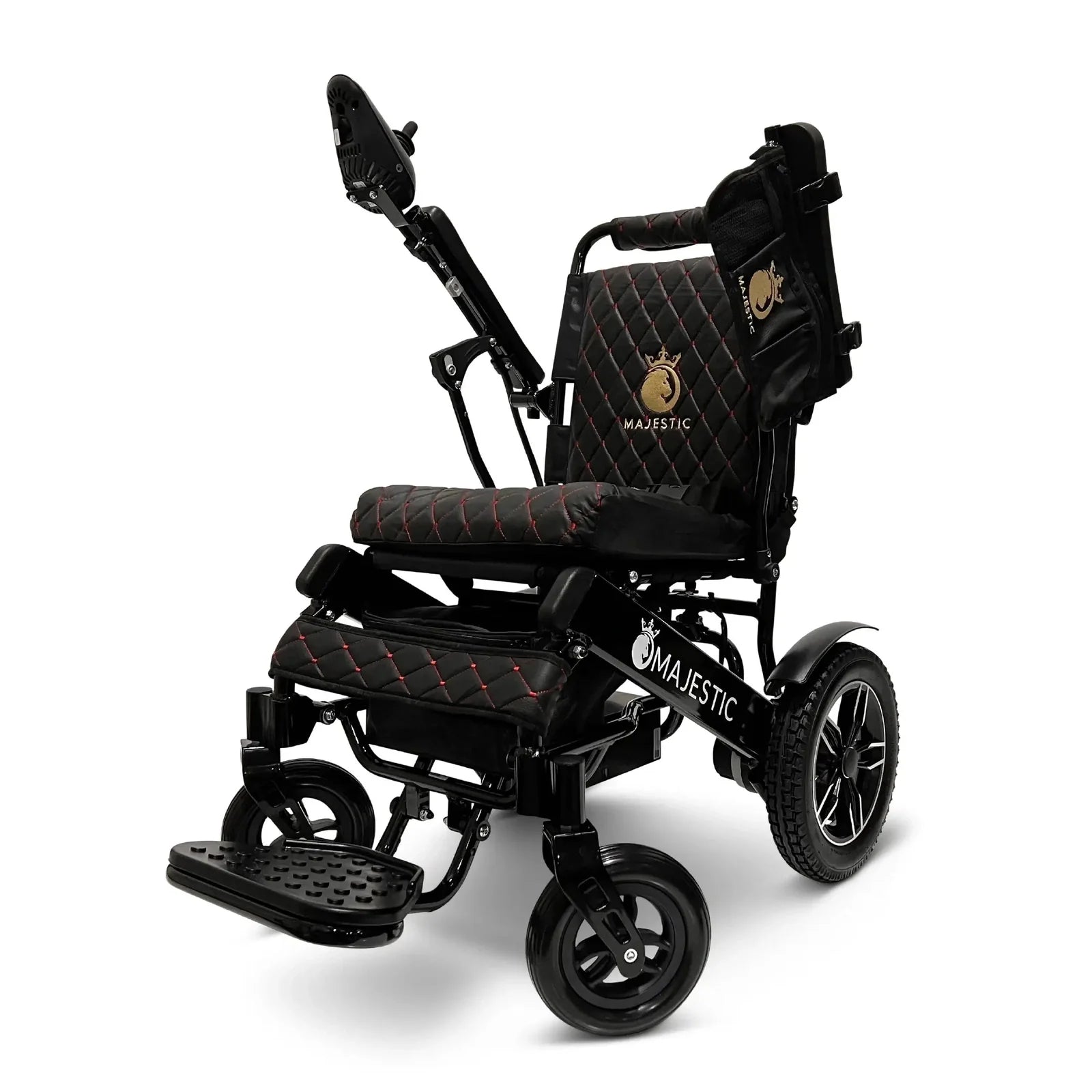 ComfyGO Majestic IQ-8000 Remote Controlled Lightweight Folding Electric Wheelchair Power Wheelchairs ComfyGO Black Black 10 Miles & 17.5" Seat Width
