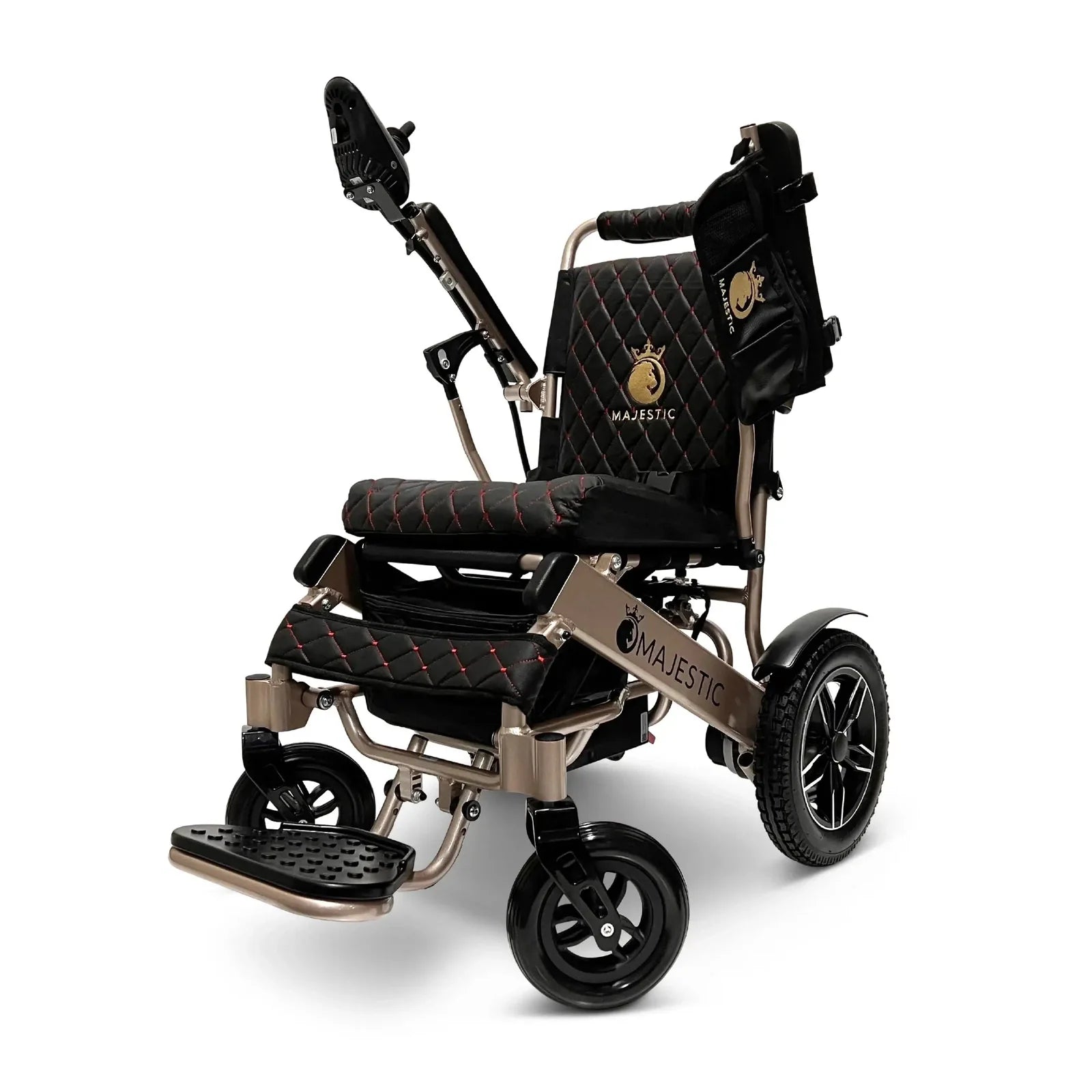 ComfyGO Majestic IQ-8000 Remote Controlled Lightweight Folding Electric Wheelchair Power Wheelchairs ComfyGO Bronze Black 10 Miles & 17.5" Seat Width