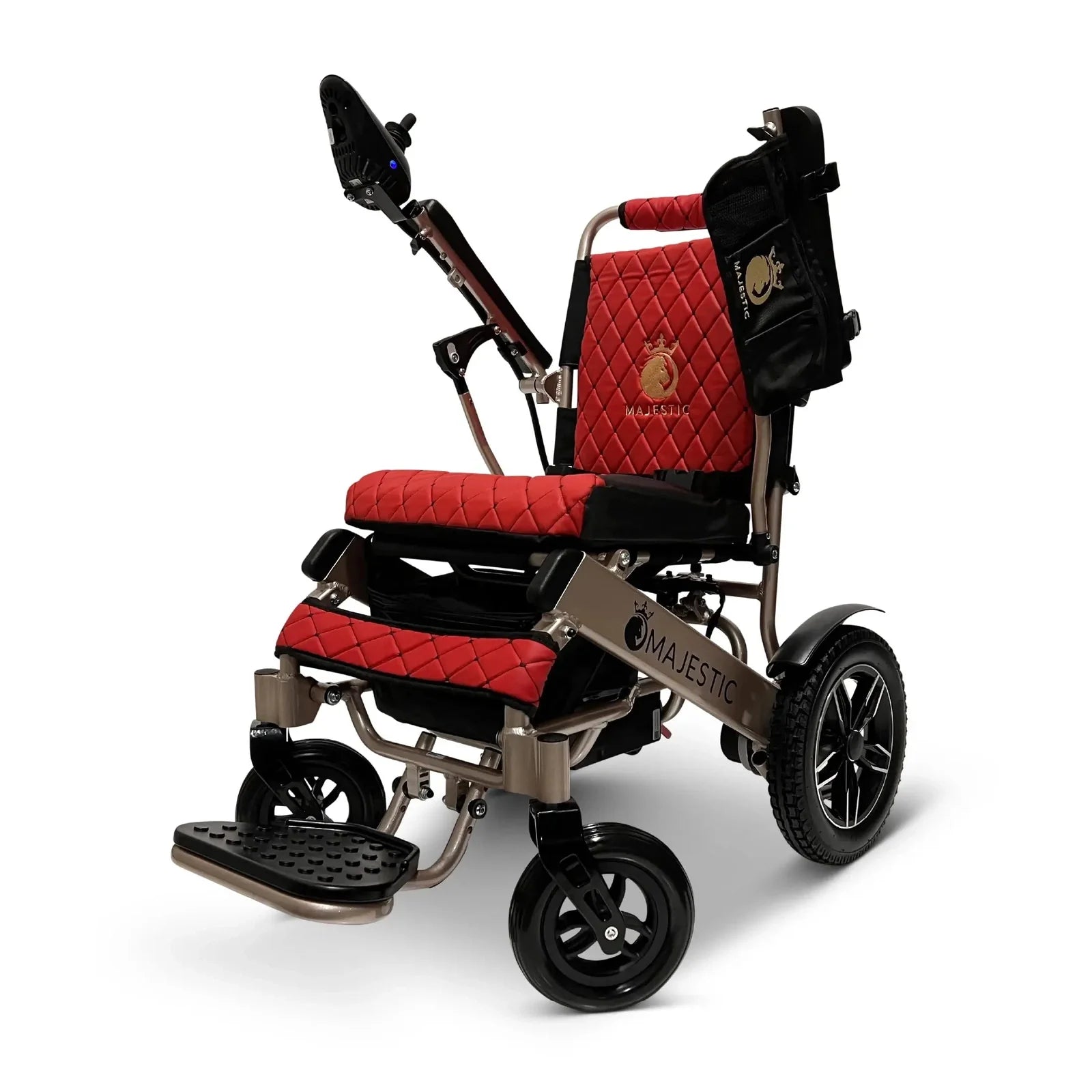 ComfyGO Majestic IQ-8000 Remote Controlled Lightweight Folding Electric Wheelchair Power Wheelchairs ComfyGO Bronze Red 10 Miles & 17.5" Seat Width