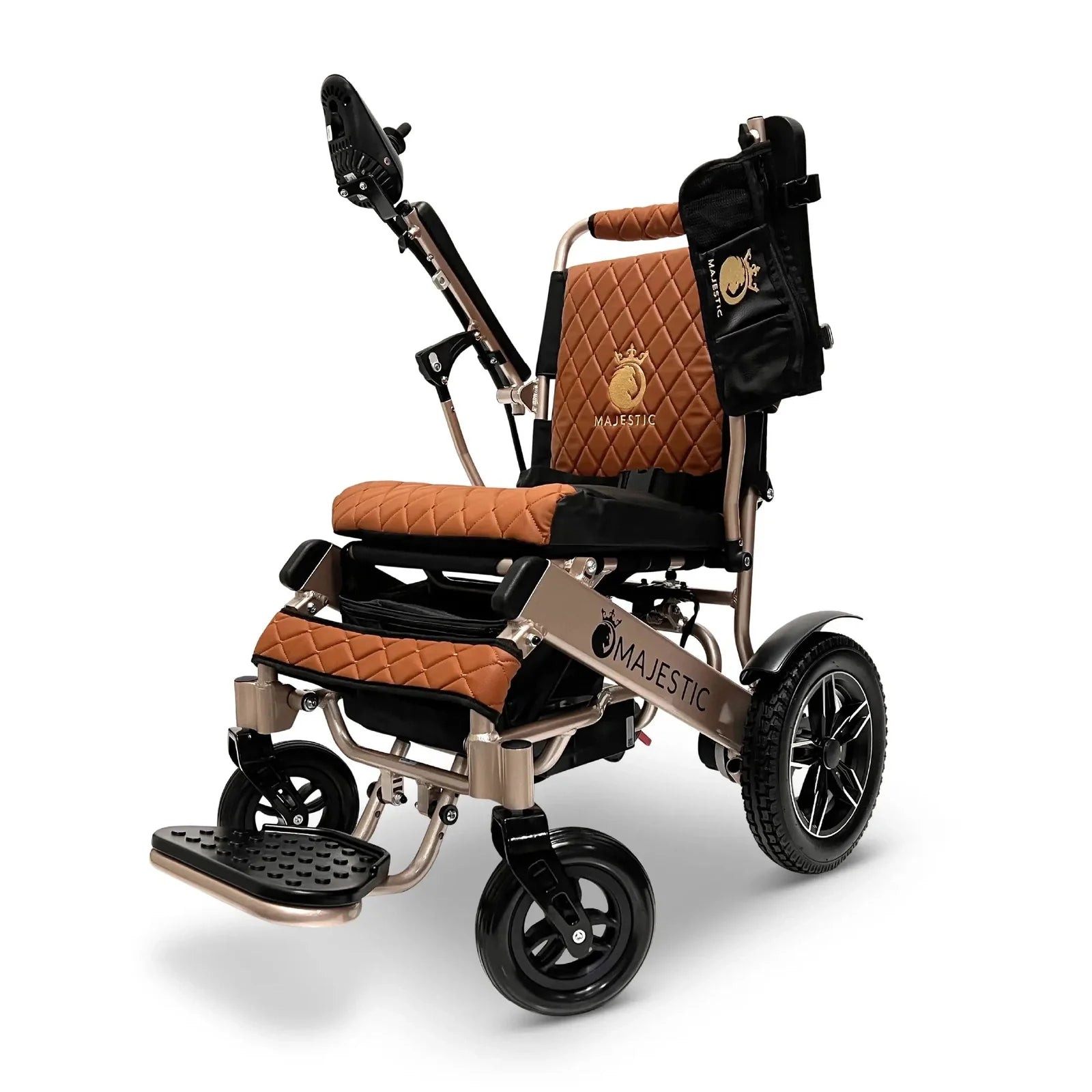 ComfyGO Majestic IQ-8000 Remote Controlled Lightweight Folding Electric Wheelchair Power Wheelchairs ComfyGO Bronze Taba 10 Miles & 17.5" Seat Width