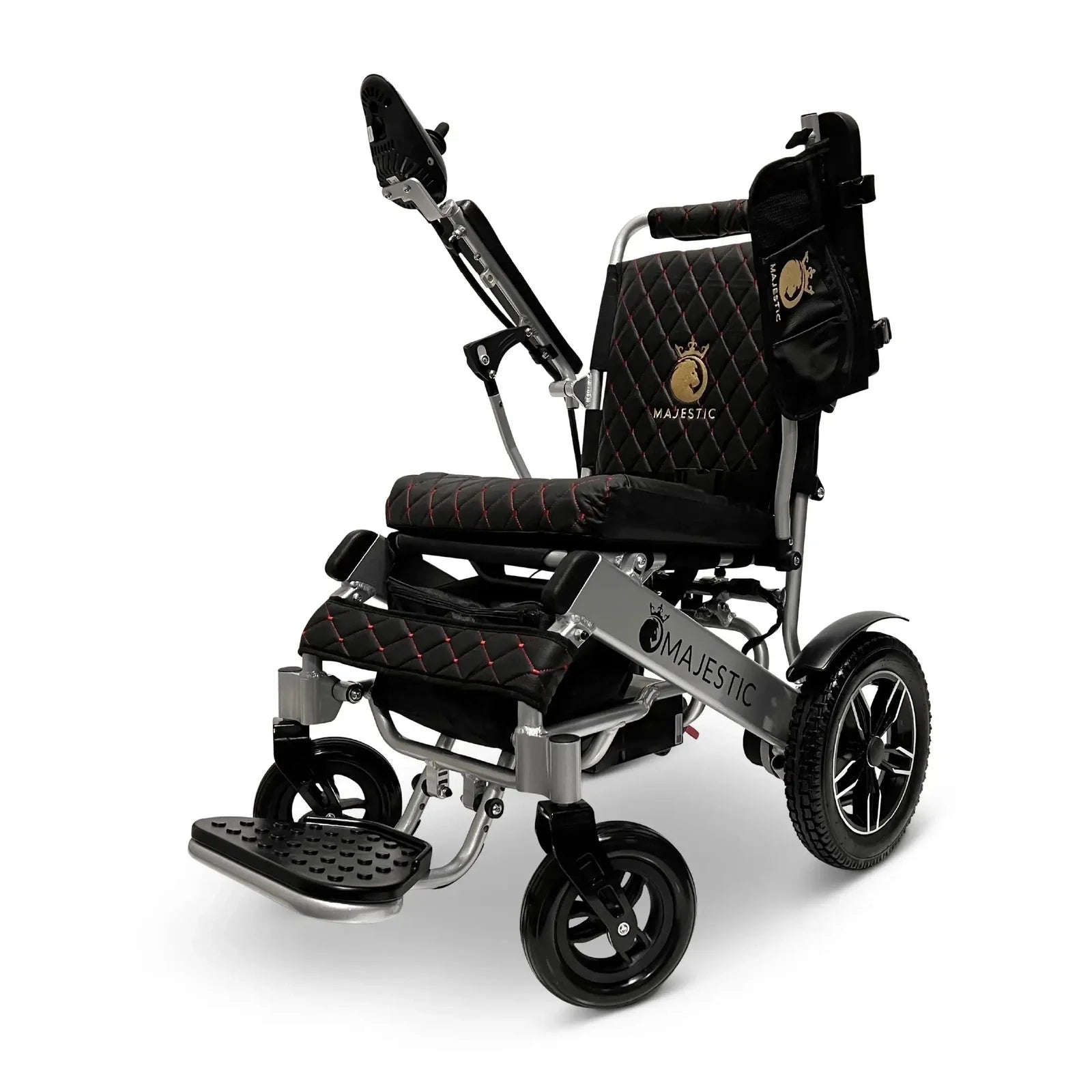 ComfyGO Majestic IQ-8000 Remote Controlled Lightweight Folding Electric Wheelchair Power Wheelchairs ComfyGO Silver Black 10 Miles & 17.5" Seat Width