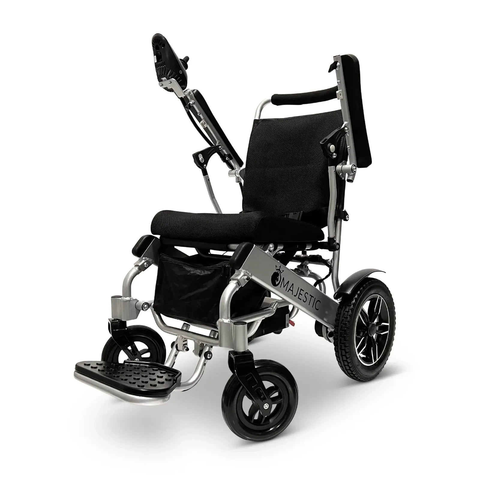 ComfyGO Majestic IQ-8000 Remote Controlled Lightweight Folding Electric Wheelchair Power Wheelchairs ComfyGO Silver Standard 10 Miles & 17.5" Seat Width