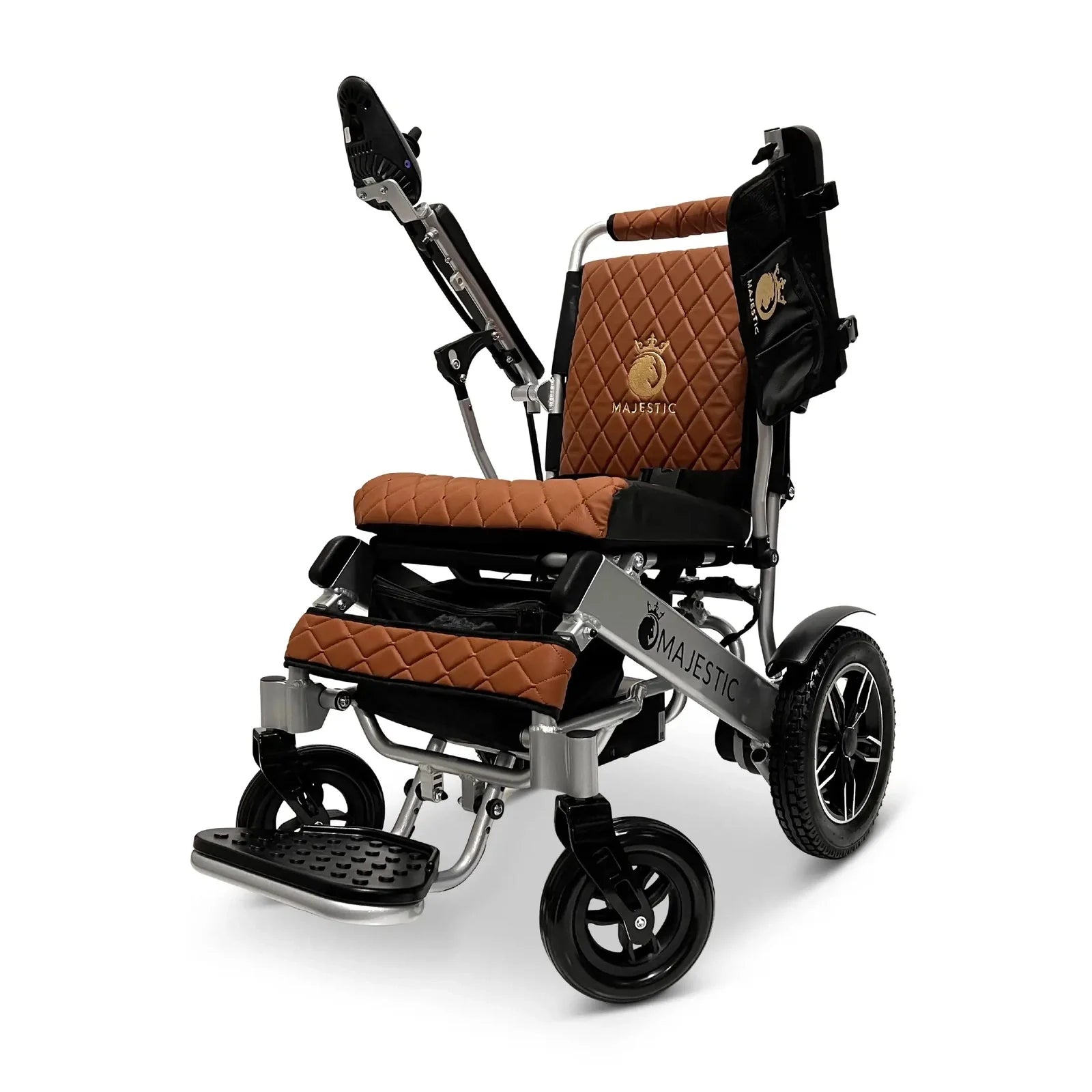 ComfyGO Majestic IQ-8000 Remote Controlled Lightweight Folding Electric Wheelchair Power Wheelchairs ComfyGO Silver Taba 10 Miles & 17.5" Seat Width