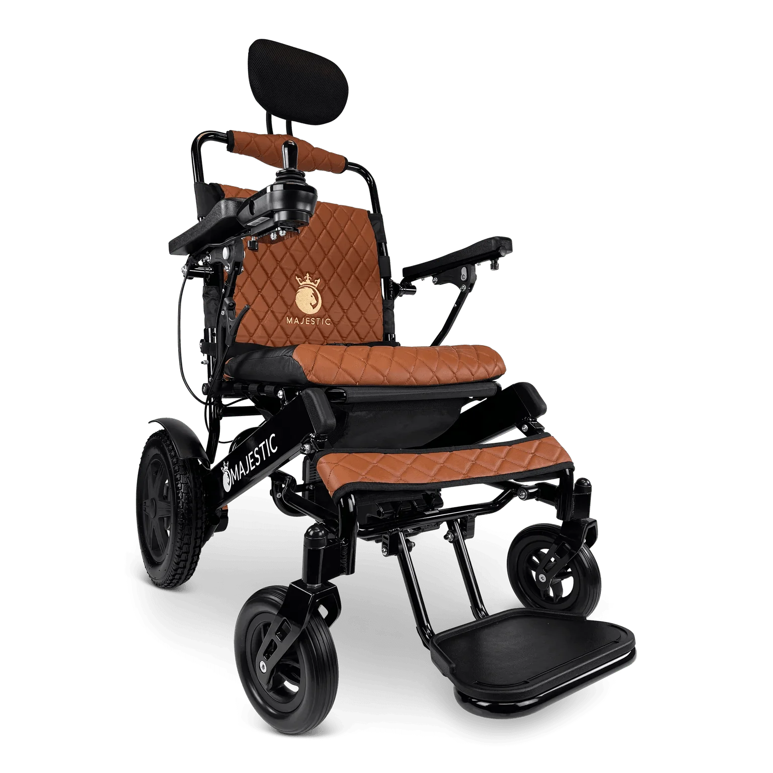 ComfyGO Majestic IQ-9000 Long Range Remote Controlled Folding Reclining Electric Wheelchair Power Wheelchairs ComfyGO Black Taba Non-Reclining