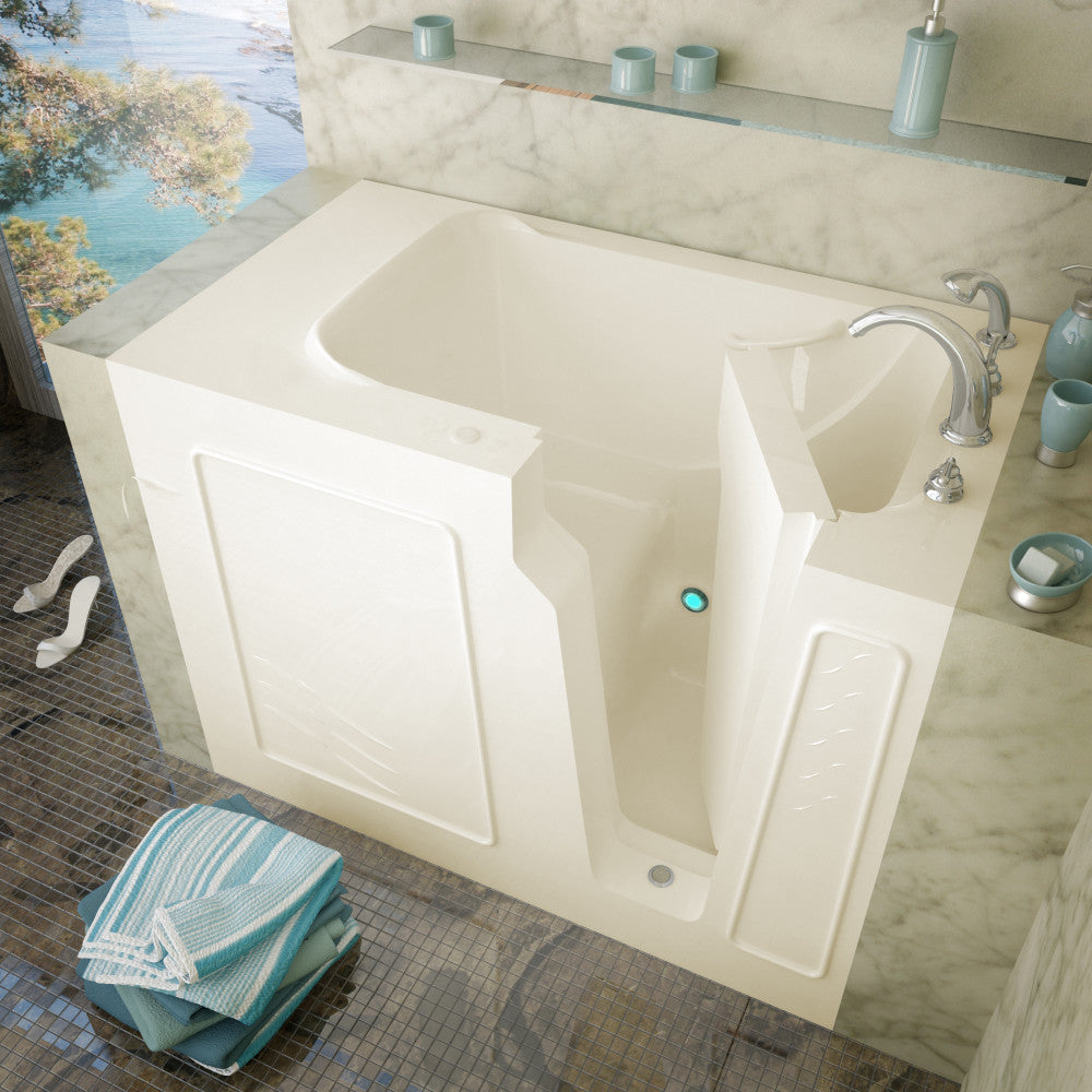 MediTub 2952 Walk-In-Tub 29 x 52 Bathtub, Whirpool & Air Jets Add-Ons Walk-in-Tub MediTub Soaking Biscuit Left