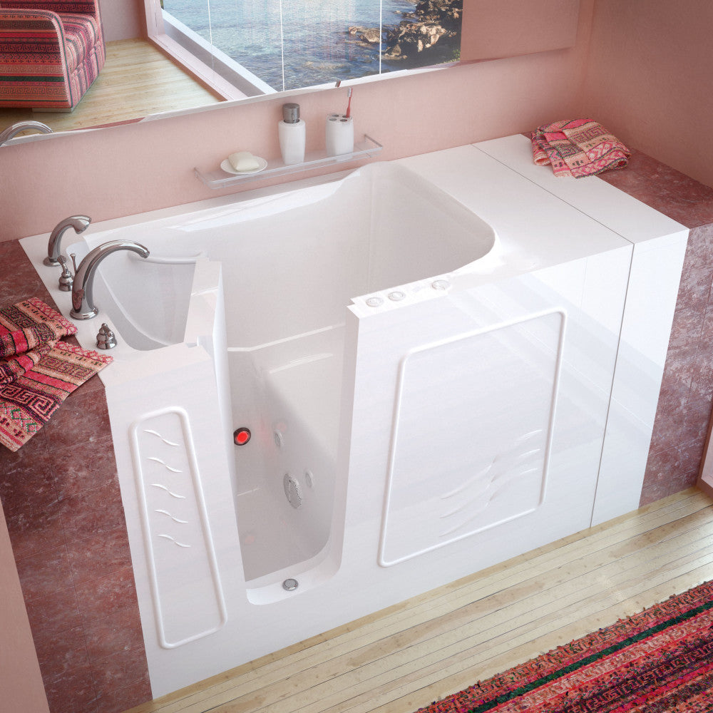 MediTub 3053 Walk-In-Tub 30 x 53 Bathtub, Whirpool & Air Jets Add-Ons Walk-in-Tub MediTub Whirlpool Jetted White Left