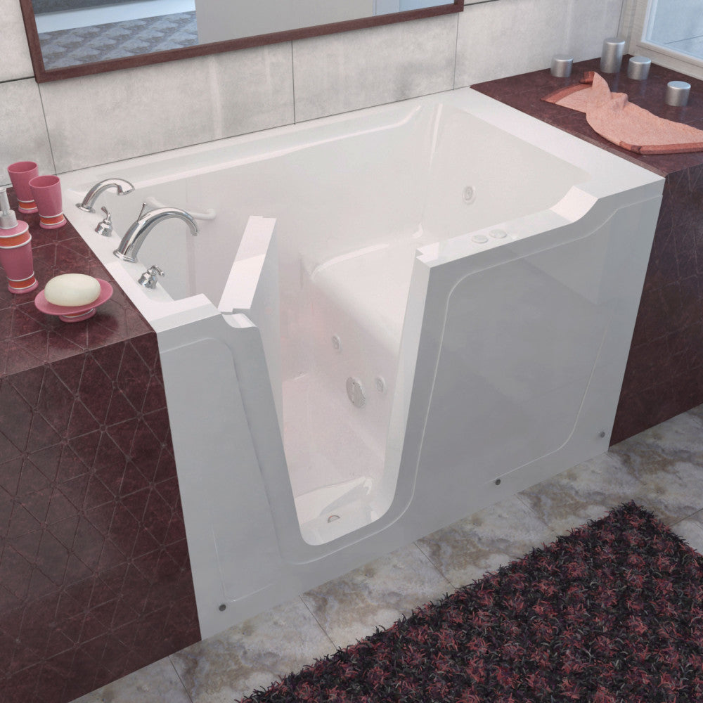 MediTub 3660 Walk-In-Tub 36 x 60 White Bathtub, Whirpool & Air Jets Add-Ons Walk-in-Tub MediTub Whirlpool Jetted Left 