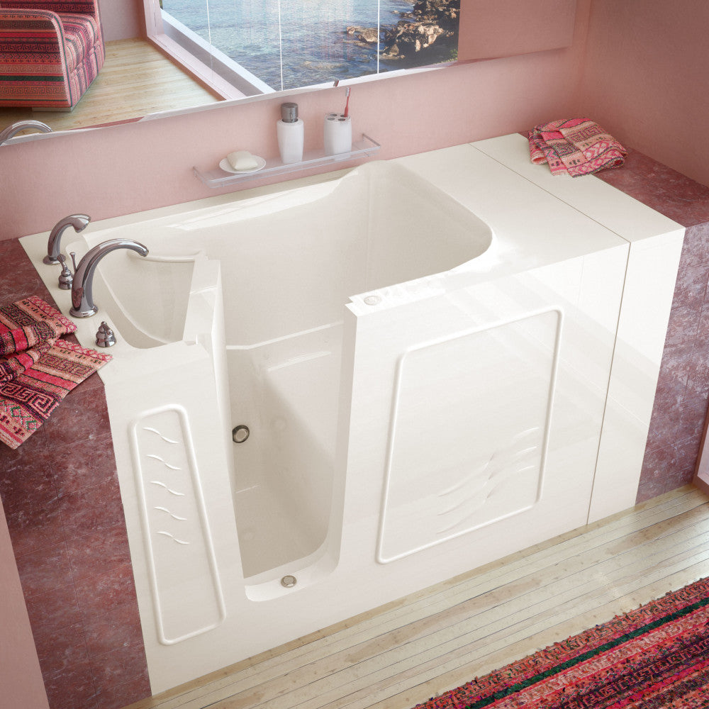 MediTub 3053 Walk-In-Tub 30 x 53 Bathtub, Whirpool & Air Jets Add-Ons Walk-in-Tub MediTub Soaking Biscuit Left