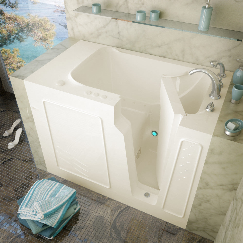 MediTub 2952 Walk-In-Tub 29 x 52 Bathtub, Whirpool & Air Jets Add-Ons Walk-in-Tub MediTub Air Jetted Biscuit Right