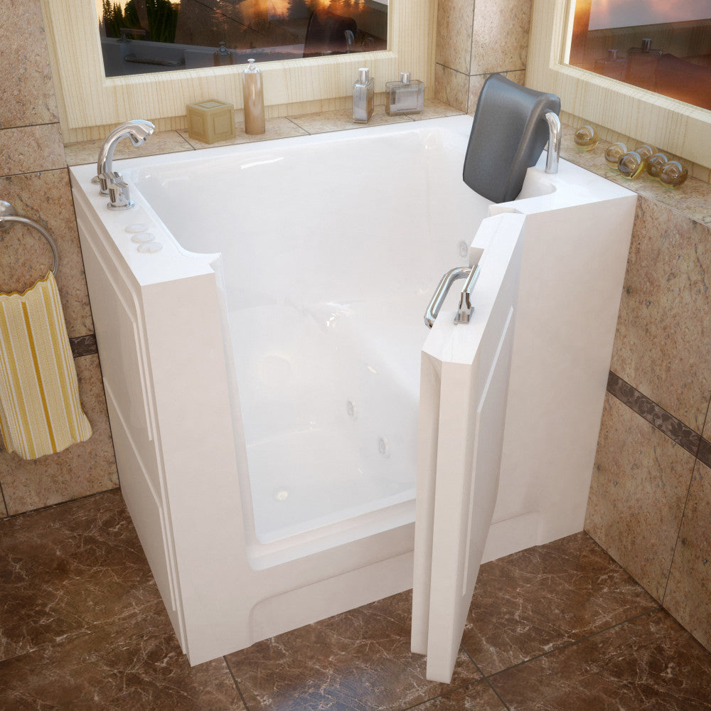 MediTub 2739 Walk-In-Tub 27 x 39 White Bathtub, Whirpool & Air Jets Add-Ons Walk-in-Tub MediTub Whirlpool Jetted Left 