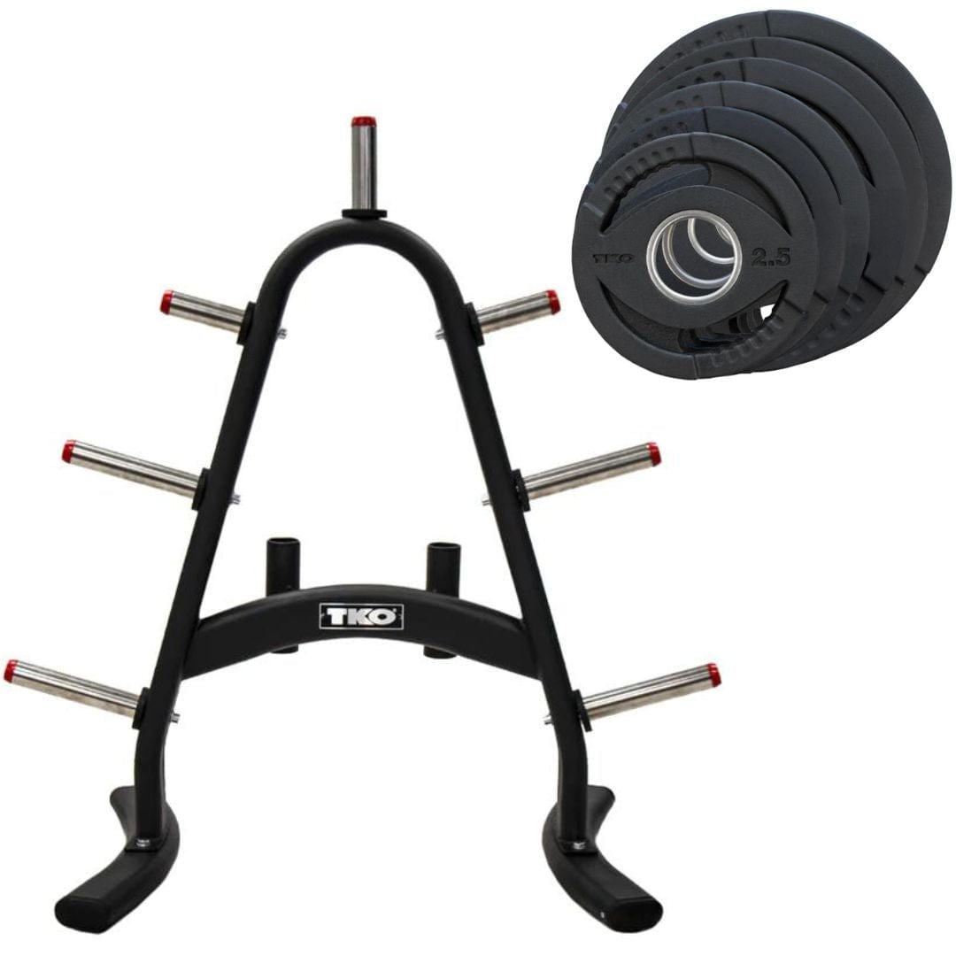 TKO 255 Lb. Weight Plate Set With Storage Rack 843OPT Weight Plate Set TKO Strength and Performance 255 lb. Set With Rack  