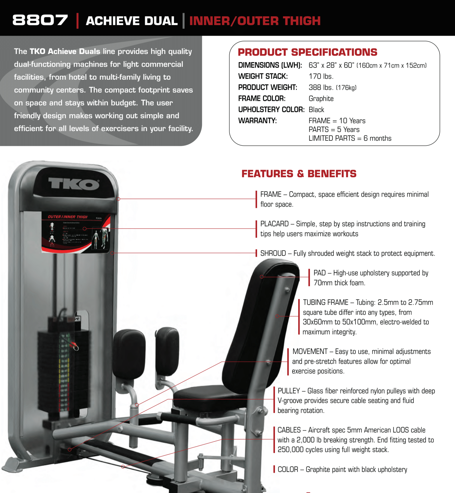 TKO Dual Inner and Outer Thigh Machine Inner / Outer Thigh TKO Strength and Performance   