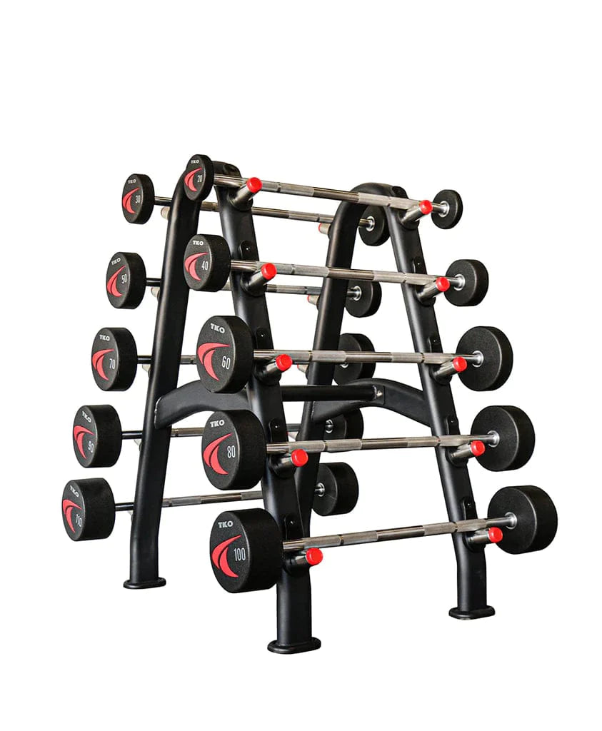 TKO Fixed Barbell Set With 10 Bar Rack 846BBR Fixed Barbell Set TKO Strength and Performance   