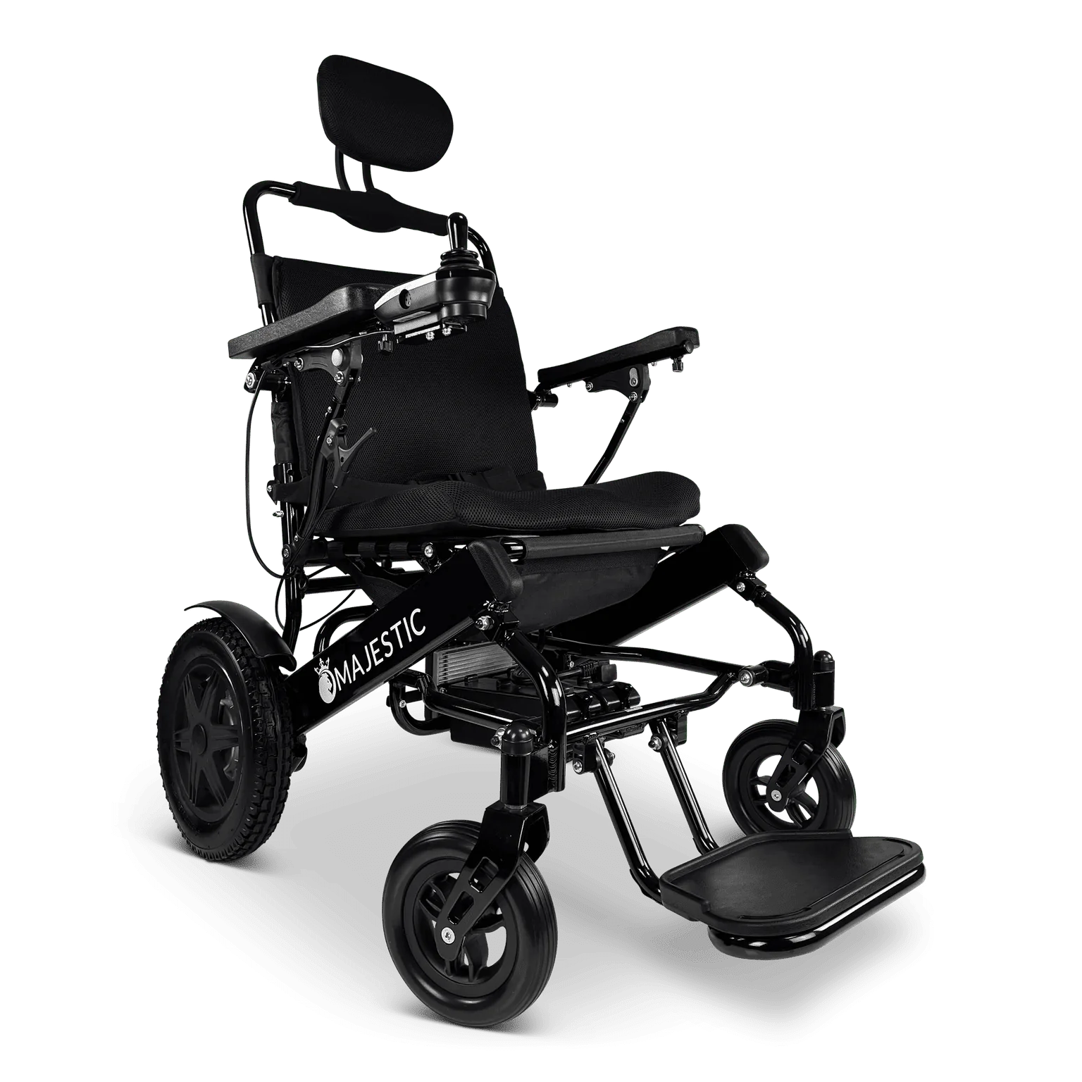 ComfyGO Majestic IQ-9000 Long Range Remote Controlled Folding Reclining Electric Wheelchair Power Wheelchairs ComfyGO Black Standard Non-Reclining