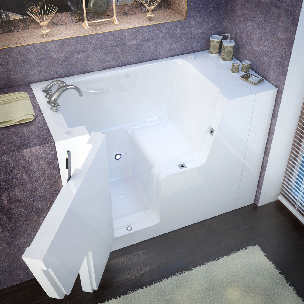 MediTub 2953WC Wheel Chair Accessible 29 x 53 White Bathtub, Whirpool & Air Jets Add-Ons Walk-in-Tub MediTub Soaking Left 