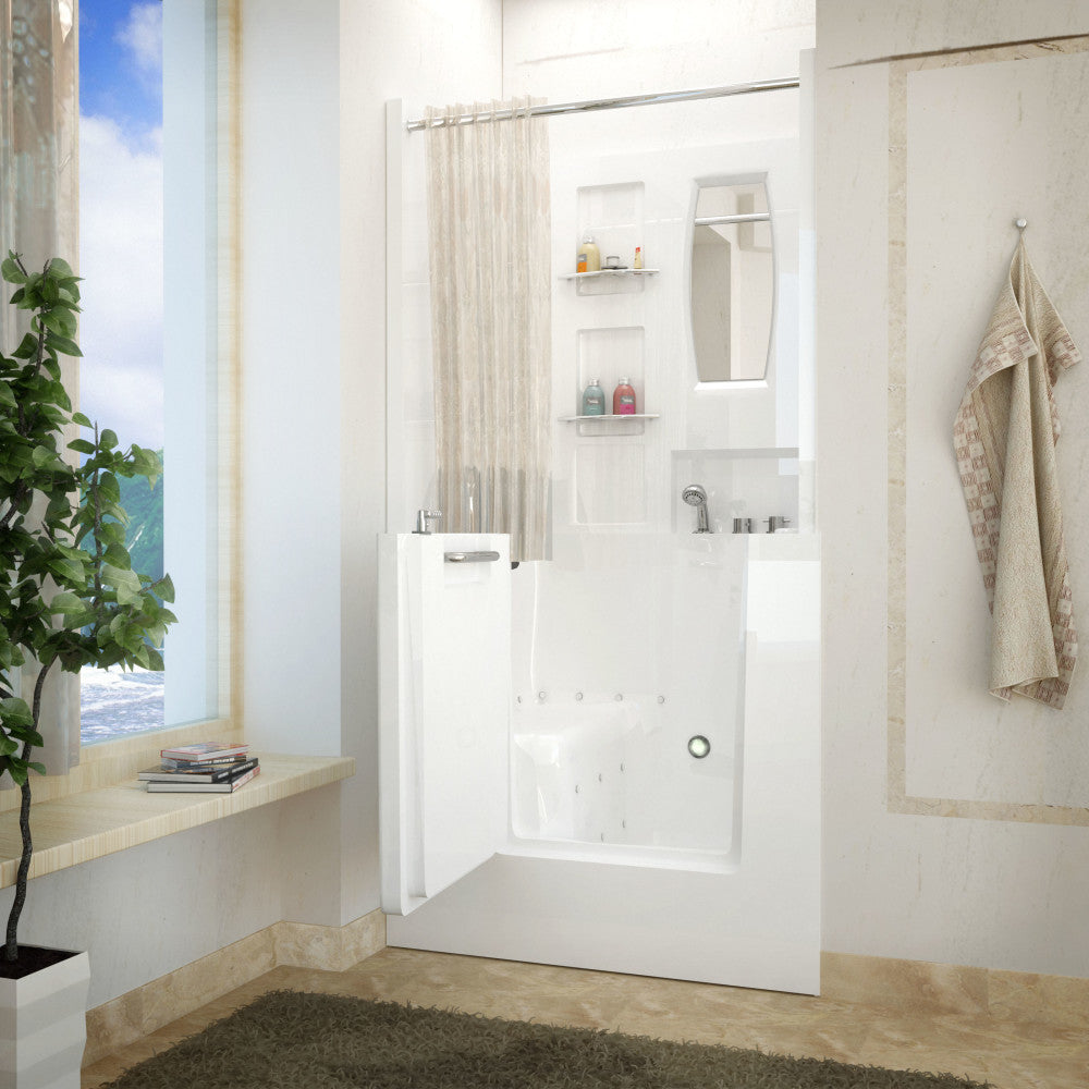 MediTub 3140 Walk-In-Tub 31 x 40 Right Drain White Bathtub with Shower Stall Option Walk-in-Tub MediTub Soaking Without Shower Enclosure 
